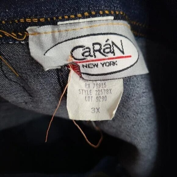 VTG CARAN Denim Jean Maxi Skirt Dark Wash Modest Zip Front Stretch USA Made - Picture 6 of 7